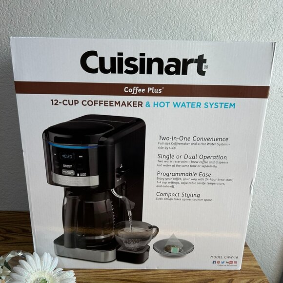 Cuisinart CHW-16 ~ 12-Cup Coffeemaker + Hot Water System Fast Ship Black - Picture 1 of 4